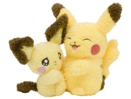 Pokemon Center Original Buru Buru Mugyu! Pichu & Pikachu Plush Doll JAPAN Online