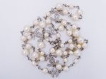 Chanel Classic Opera Pearl and Crystal CC Strand Necklace Silver 15V Online now