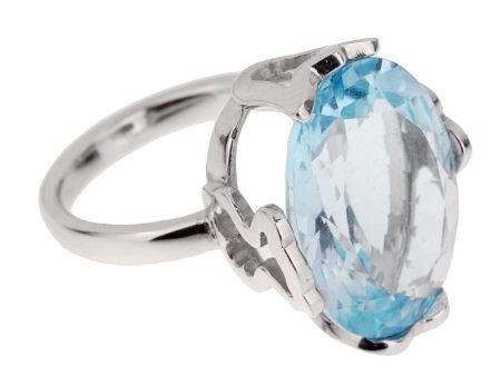 Tous 21ct Blue Topaz White Gold Cocktail Ring Online