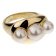 Chanel Vintage Yellow Gold Pearl Cocktail Ring Size 6 1 2 For Sale