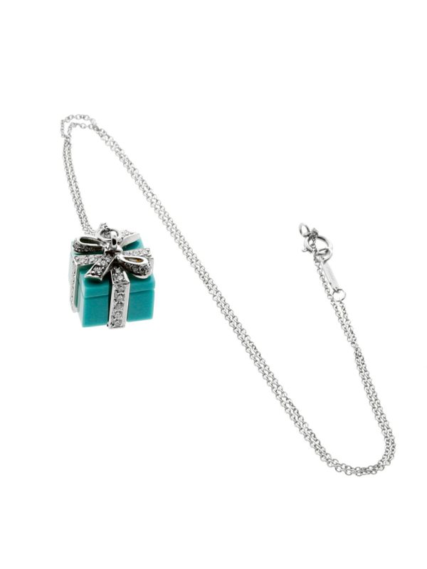 Tiffany & Co Turquoise Diamond Platinum Necklace Discount