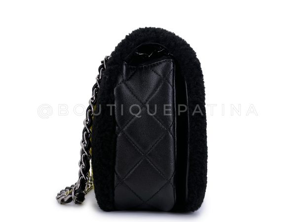 Chanel 2014 Supermarket Comic Black Multicolor Shearling Flap Bag For Discount