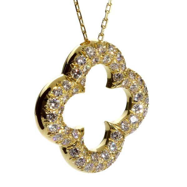 Van Cleef and Arpels Alhambra Diamond Gold Necklace Discount