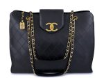 Chanel 1993 Vintage Black Supermodel Weekender XL Tote Bag 24k GHW on Sale