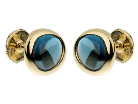 Fred of Paris Blue Topaz Yellow Gold Stud Earrings Hot on Sale