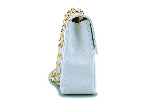 *rare* Chanel White Caviar Jumbo Classic Flap Bag 24k GHW Discount