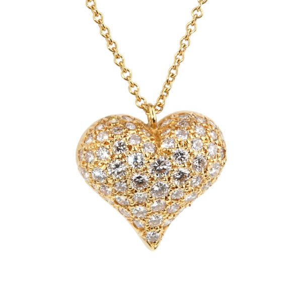 Tiffany Co Diamond Heart Gold Necklace For Sale