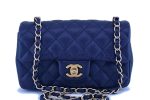 Chanel Navy Blue Caviar Rectangular Mini Classic Flap Bag GHW For Sale