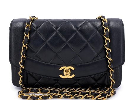 Chanel 1991 Vintage Black Small Diana Flap Bag 24k GHW Lambskin For Discount