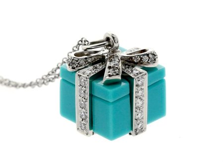 Tiffany & Co Turquoise Diamond Platinum Necklace Discount