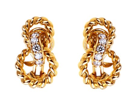 Tiffany & Co Braided Gold Diamond Earrings Online