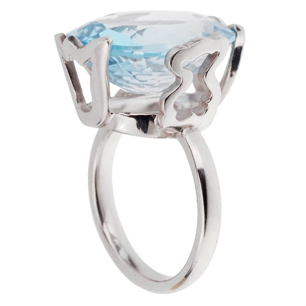 Tous 21ct Blue Topaz White Gold Cocktail Ring Online