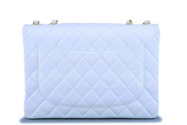 *rare* Chanel White Caviar Jumbo Classic Flap Bag 24k GHW Discount