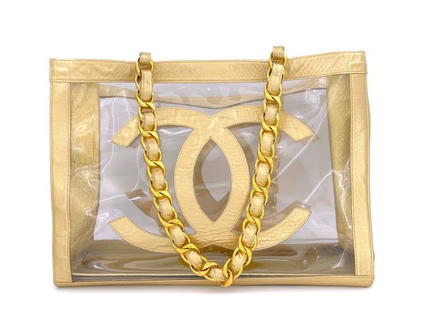 Chanel Vintage Clear Gold PVC Chunky Chain Tote Bag 24k GHW Online