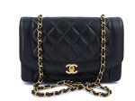 Chanel 1992 Vintage Black Medium Diana Flap Bag 24k GHW Lambskin Sale