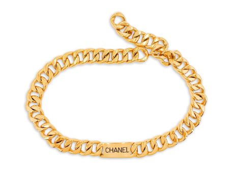 Chanel 1980s Vintage ID Tag Chunky Chain Necklace Belt Gold Plated Online Sale