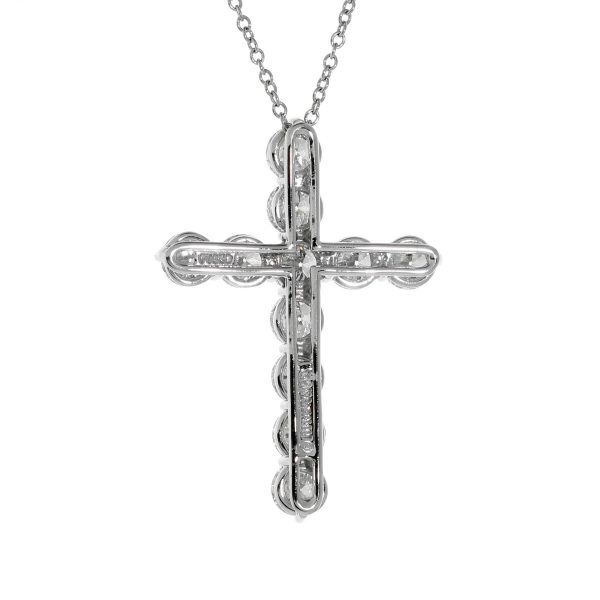 Tiffany & Co. Diamond Platinum Cross Necklace For Cheap