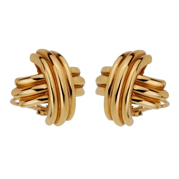 Tiffany & Co Crisscross Large 18k Yellow Gold Earrings on Sale