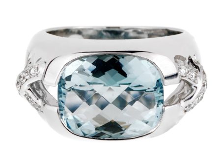 Tiffany & Co Aquamarine Diamond White Gold Ring Cheap