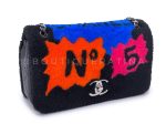 Chanel 2014 Supermarket Comic Black Multicolor Shearling Flap Bag For Discount