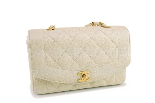 *rare* Chanel Beige Vintage Caviar Small Diana Classic Flap Bag 24k GHW Hot on Sale