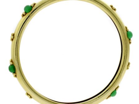 Boucheron Paris Emerald Gold Slip On Bangle For Sale