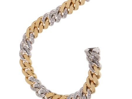 Pomellato Curb Diamond Yellow Gold Bracelet Hot on Sale