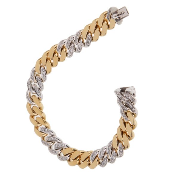 Pomellato Curb Diamond Yellow Gold Bracelet Hot on Sale