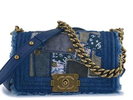 Chanel Denim Patchwork Small Boy Classic Flap Bag For Cheap