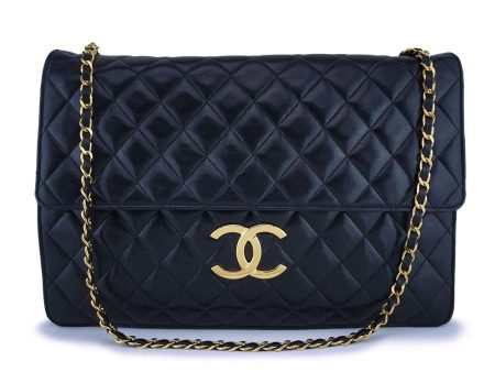 Rare Chanel Vintage Black Classic XXL Classic Flap Clutch with Chain Bag Online