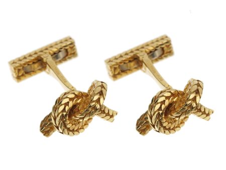 Hermes Georges Lenfant Braided Knot Yellow Gold Cufflinks Online now