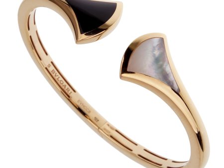 Bvlgari Divas Dream Onyx & Mother of Pearl Rose Gold Cuff Bangle Bracelet Hot on Sale