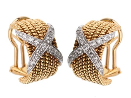 Tiffany & Co Schlumberger Rope Six-Row Diamond Gold Earrings Online Sale