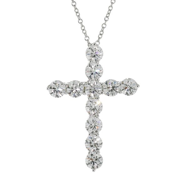 Tiffany & Co. Diamond Platinum Cross Necklace For Cheap