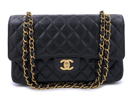 Chanel 2002 Vintage Black Caviar Medium Classic Double Flap Bag 24k GHW Online now