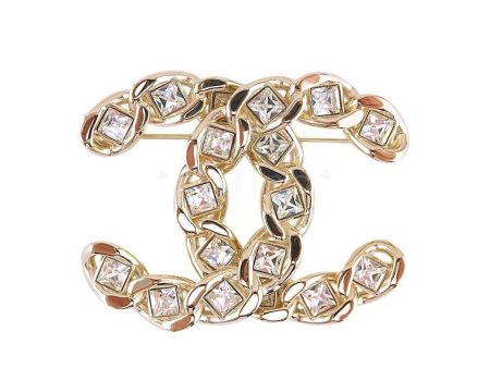 NIB 19S Chanel XL Large Classic Crystal CC Chain Brooch GHW AB0616 Sale