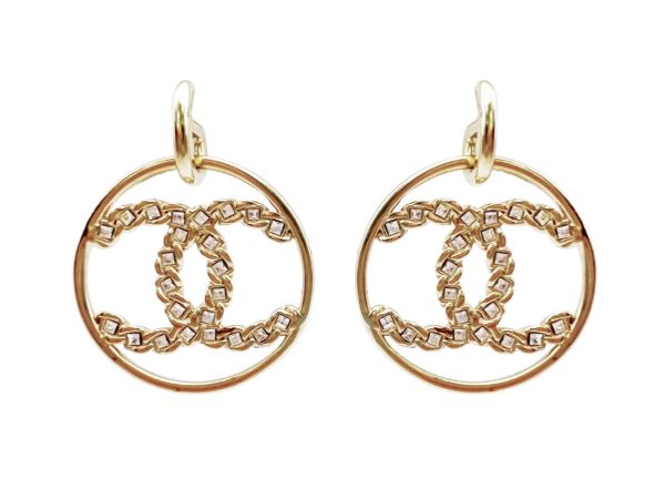 Chanel 19P High Society Crystal CC Hoop Drop Earrings Online Hot Sale