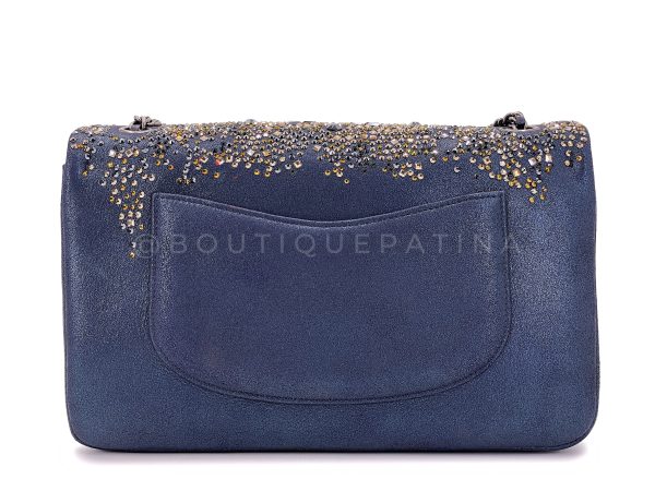 Chanel 16A Strass Crystal Buonasera Goatskin Medium Classic Flap Bag RHW Blue Fashion