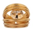 Tous Quartz Yellow Gold Cocktail Ring Sz 8 1 2 For Discount