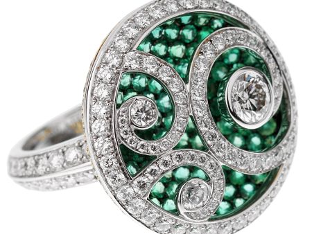 Graff Diamond on Emerald Wave Diamond White Gold Cocktail Ring Sz 6 1 4 on Sale