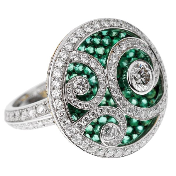 Graff Diamond on Emerald Wave Diamond White Gold Cocktail Ring Sz 6 1 4 on Sale