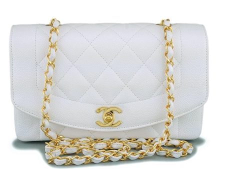 *rare* Chanel White Vintage Caviar Small Diana Classic Flap Bag 24k GHW Sale