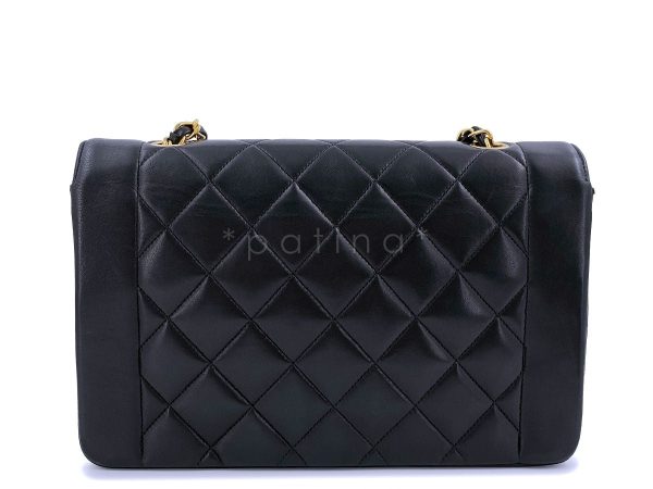 Chanel 1992 Vintage Black Medium Diana Flap Bag 24k GHW Lambskin Sale