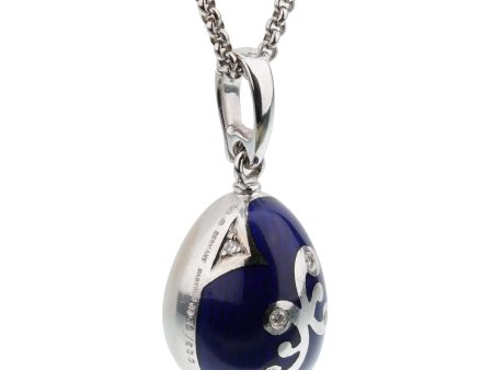 Faberge Egg Enamel Diamond White Gold Pendant Necklace Online Hot Sale