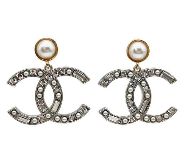 Chanel 20B Large CC and Pearl Drop Earrings Silver and Gold Online Hot Sale