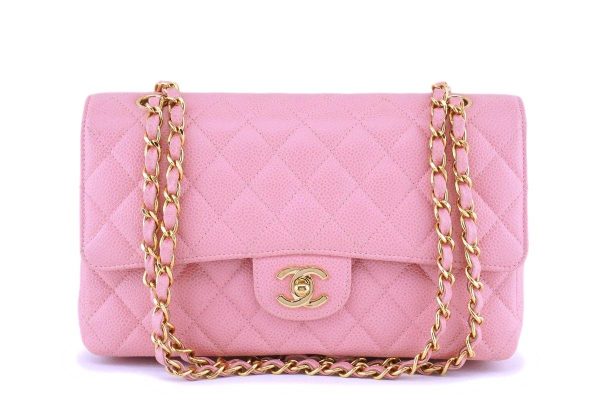 06 Chanel Pink Caviar Medium Classic Double Flap Bag 24k GHW Sale