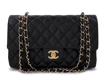 Chanel Vintage Black Medium Classic Double Flap Bag 24k GHW Lambskin Supply