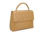 Chanel 2000 Vintage Caramel Beige Kelly Handle Bag 24k GHW Online Hot Sale