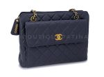 Chanel 1996 Vintage Navy Blue Caviar Classic Quilted Flap Tote Bag 24k GHW Cheap