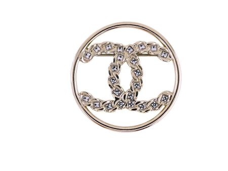 NIB Chanel 19P Circle CC Logo Crystal Brooch Gold Fashion